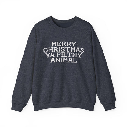 Merry Christmas Ya Filthy Animal Heather Sport Dark Navy Sweatshirt